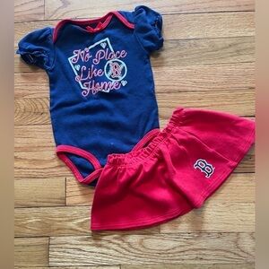 Red Sox | onesie with skirt outfit | baby girl 6-9 mo